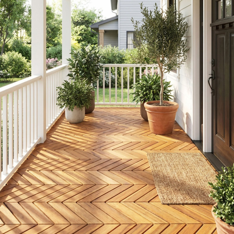 Dalles de terrasse emboîtables en acacia 12 po x 12 po (30 pièces), sans outil