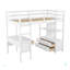 Lit mezzanine simple avec bureau intégré avec deux tiroirs et tablettes et tiroirs de rangement