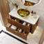 Meuble-lavabo de luxe moderne en pierre frittée 36 po 36 po, lavabo mural avec deux tiroirs et poignée dorée, lavabo doré-953022449