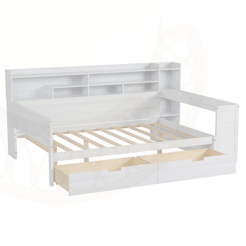 Daytonon en bois pleine grandeur avec tablettes de rangement, Antonin multifonctionnel avec deux tiroirs et bureau d'étude