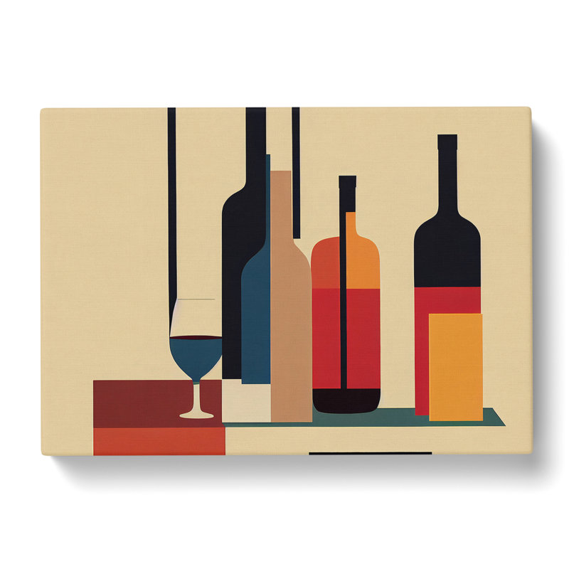 Wine Bottle Retro Art Vol.2 Abstract - Wrapped Canvas, 35cm H x 50cm W x 3cm D