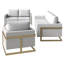 Ensemble de canapé 3 pièces rembourré en cuir avec base en acier inoxydable doré Collection Celaeno-2079329052
