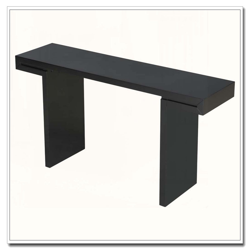 60-Inch Console Table with Geometric Clean Lines Design, Black