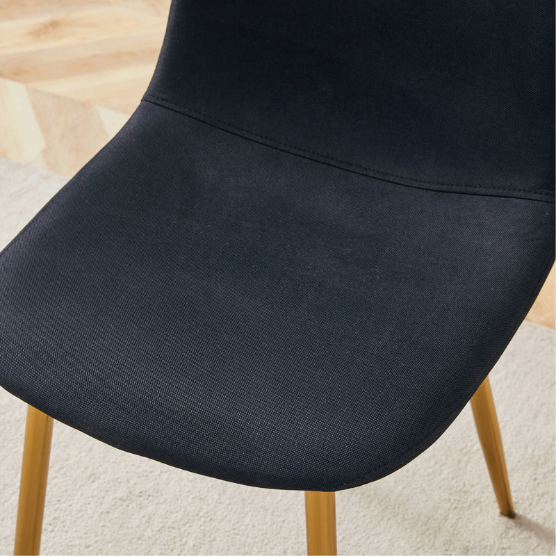 Luxury Simple Chair - Set Of 4 Linen-Cotton Material High Resilience Dining Chair With Metal Golden Leg.Integral Metal Leg Architecture,Suitable For Various Interior Decoration Styles.