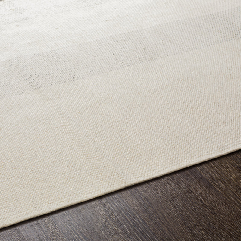 Higdon Handmade Flatweave Wool Cream/Black Area Rug, Rectangle 5' x 7'6"