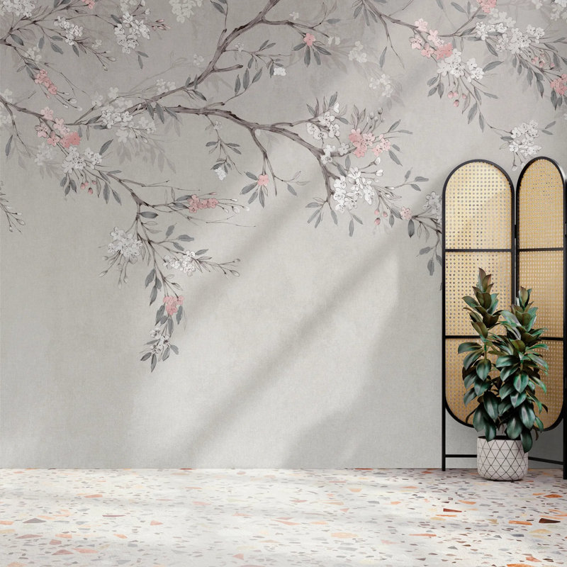 Superfresco Easy Blossom Trail Print To Order Fixed Size 2.8m x 3m Mural, Grey