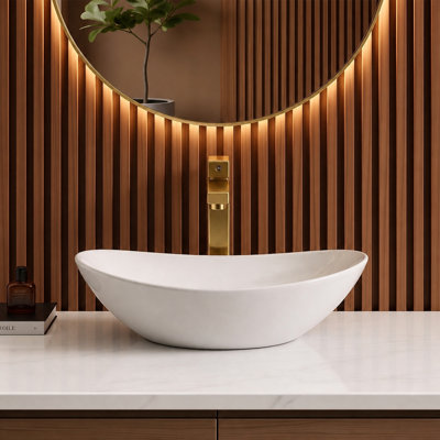 24" Oval Ceramic Bathroom Vessel Sink，Countertop Vanity Basin