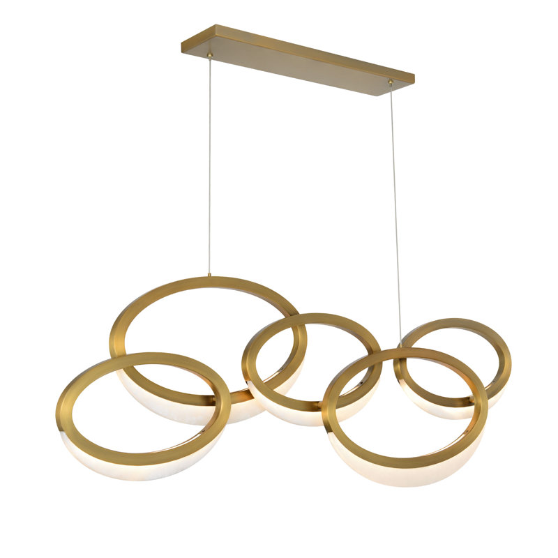 Aged Brass and Alabaster LED Pendant Light