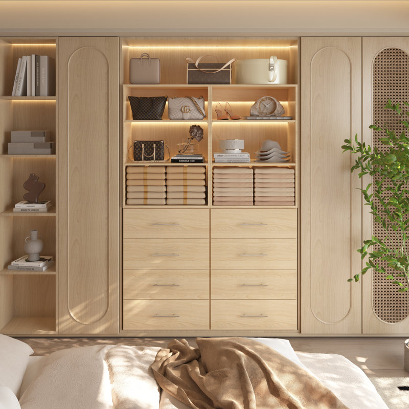 4 Drawer Short Tower Closet Unit Closet System, 36" H x 31.5" W x 14" D, Wood