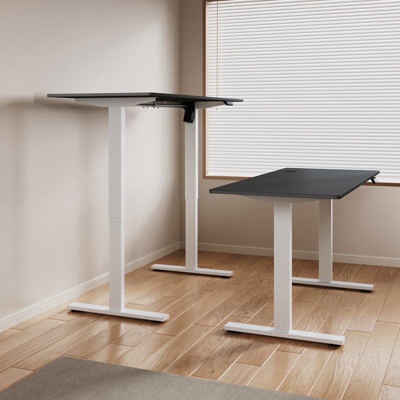 160Cm W Height Adjustable T-Shaped Standing Desk, Black