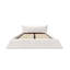 Grand lit plateforme tapissier avec tête de lit en velours, structure moderne en métal et bois massif, beige / blanc-772552982-772552980