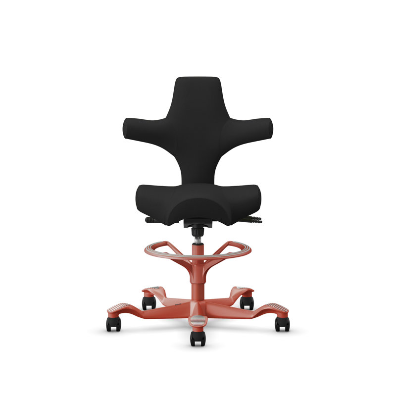Fauteuil réglable en hauteur avec repose-pieds HœG Capisco, Rose, Noir