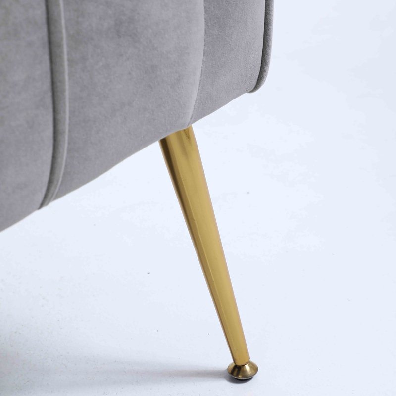 Chaise d'appoint rembourrée avec coussins capitonnés et repose-pieds gris, Gris