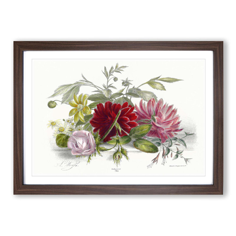 Still Life of Flowers - Picture Frame Art Print, 48cm H x 65cm W x 2cm D, Walnut Framed