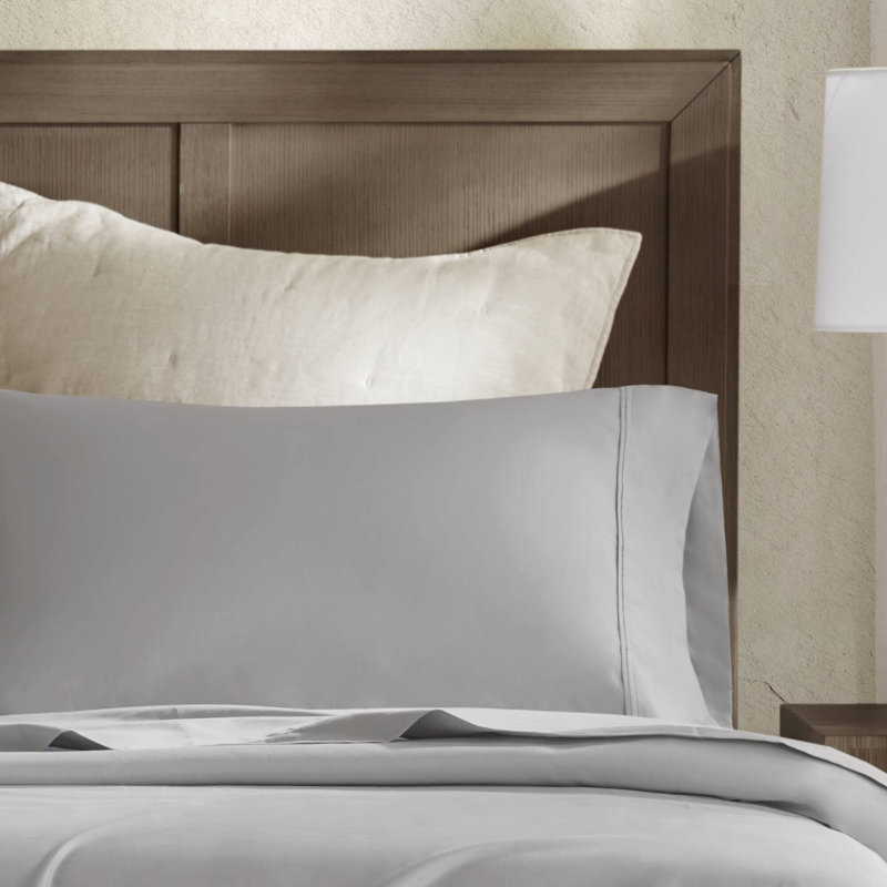 Premium King Sateen Sheets And Sheet Sets, Egyptian Cotton, Grey, 2-piece Pillowcase Set