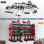 Support mural robuste pour organisateur d'outils électriques - support en métal à 4 couches avec station de charge, 8 supports de perceuse sans fil, tablette de batterie pour le garage - style planche de suspension, 4 couches, 8 fentes, sans multiprise