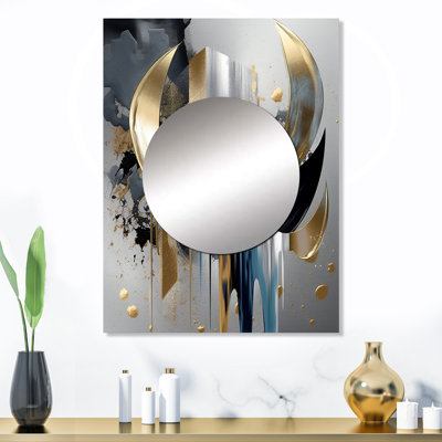 Bodington Abstract Shapes And Lines I - Marble Mirror, Modern Decorative Wall Mirror, Printed Metal Art