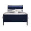 Lit double en bleu avec tête de lit à DEL, conception, panneau en bois massif et profondeur de 55,21 po, largeur de 82,18 po, hauteur de 45,94 po, style transitionnel, tête de style, hévéa large, profond, haut, 73,36 lb