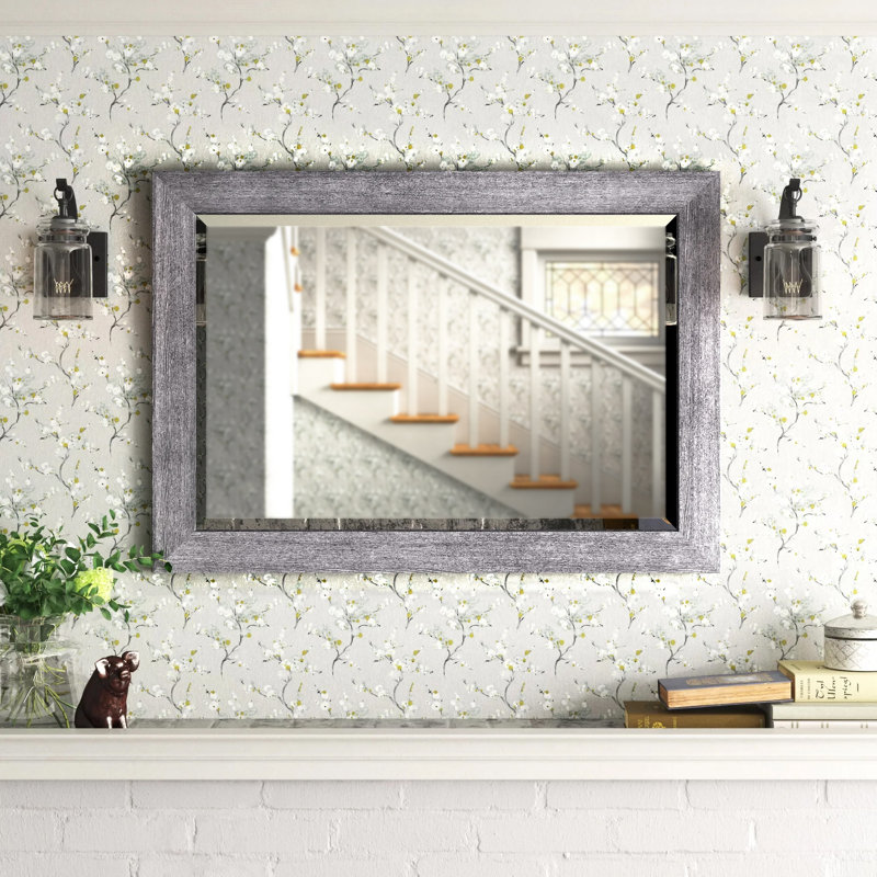 Roulston Flat Wall Mirror, 29" x 41", Gray