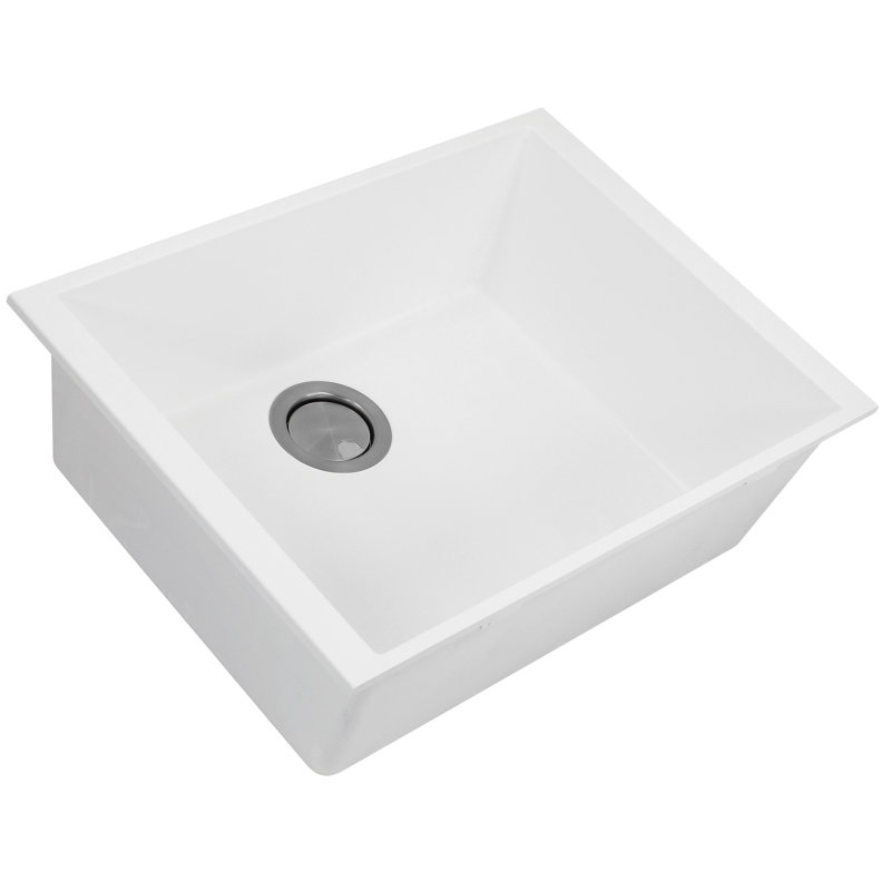 23.63'' L Single Basin Kitchen Sink, White