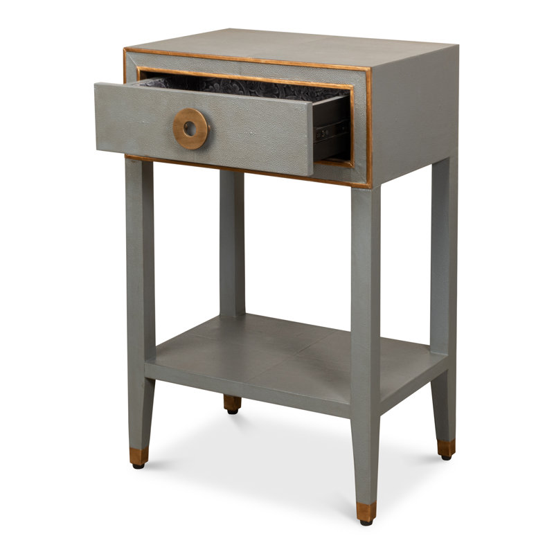 Shagreen 1 - Drawer Solid Wood Nightstand, Storm Gray