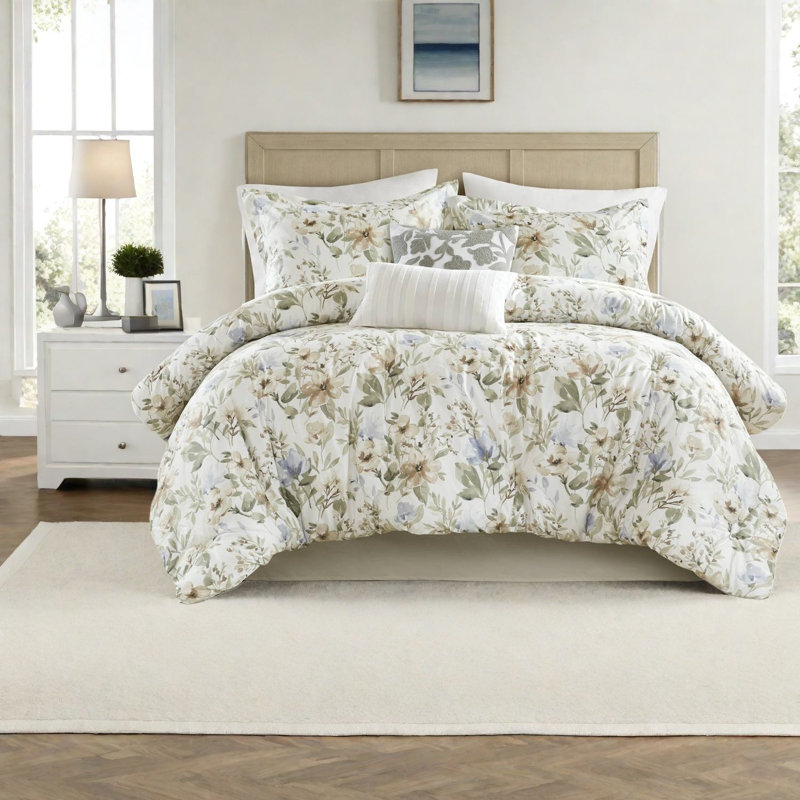 Ensembles de literie de luxe en coton confortable, style floral spacieux pour toutes les saisons