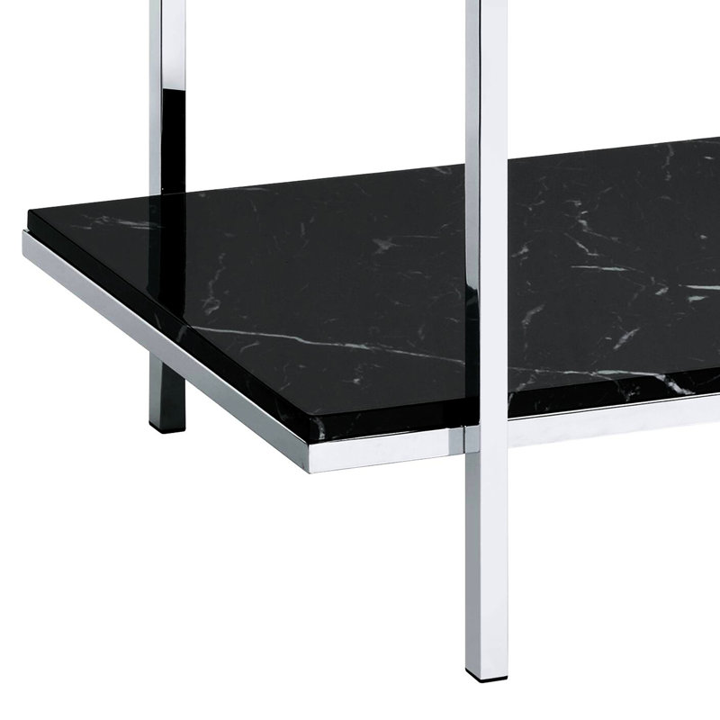 Console avec plateau en miroir et compartiment en faux marbre - Rangement élégant pour plus de fonctionnalité
