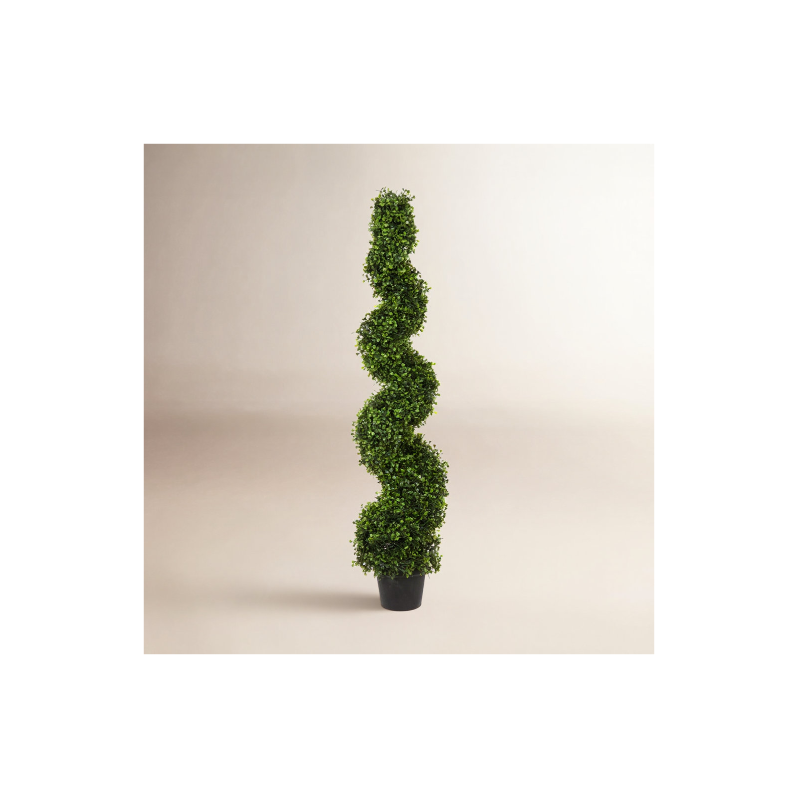 Artificial Potted Green Boxwood Spiral Tree, 48" H x 9" W x 9" D
