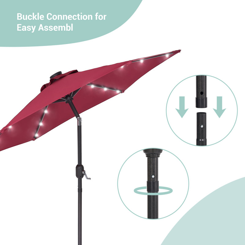 Parasol de marché lumineux 7,5 pi Asylbek, Vin rouge