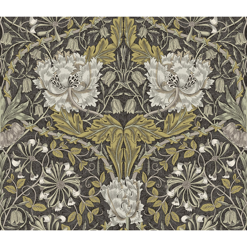Papier peint damassé rétro Vintage Floral Vine, Textured Non-Pasted