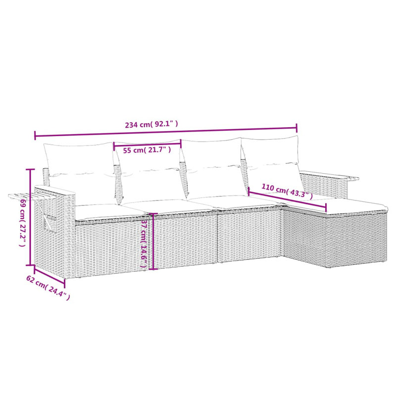  Garden Sofa Set Grey
