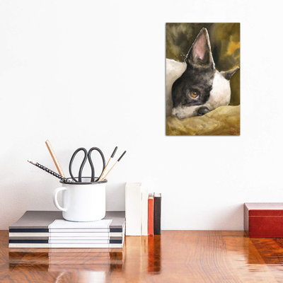 Boston Terrier With Background by George Dyachenko - Wrapped Canvas Painting