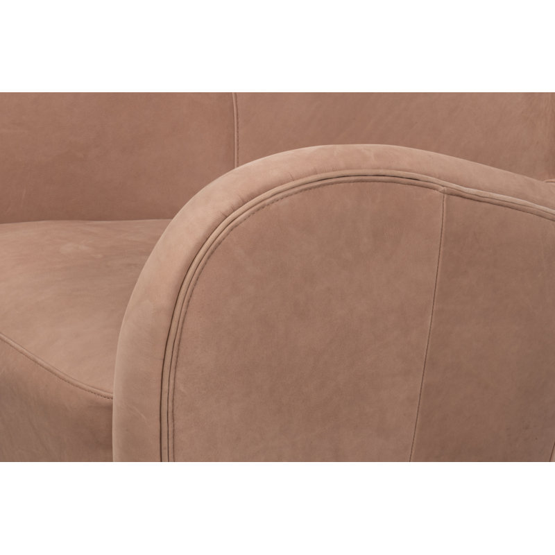 Fauteuil à oreilles en cuir grainé de 33 po de largeur et en cuir véritable