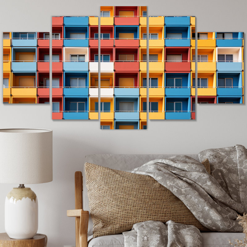 Cityscape Colorful Patterns III Buildings & Architecture Wall Decor on Metal