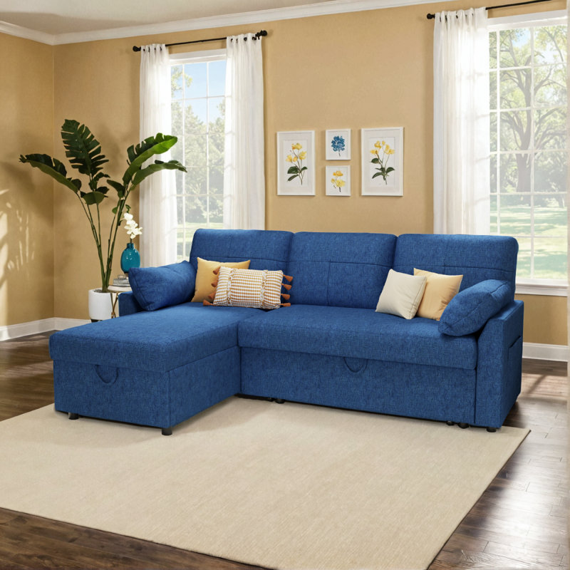 Modern Sleeper Sofa Bed, Comfy Sofa With Storage Chaise- 2 In 1 Pull Out Couch Sofa, Sleeper Sofa For Home Office, Living Room
