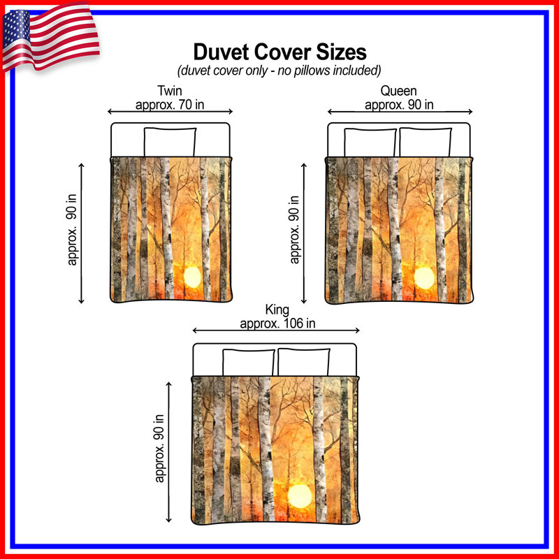 Birch Trees Sunset Duvet Covers, Twin