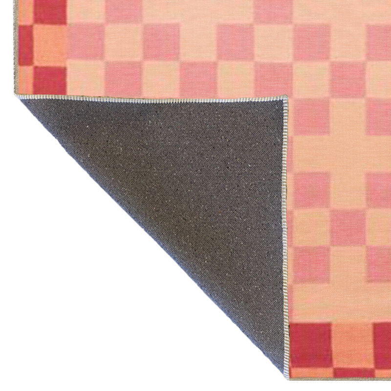 Decorative Carpet with Colorful Checkered and Pastel Painted Patterns, Rectangle 3'4" x 6'7"
