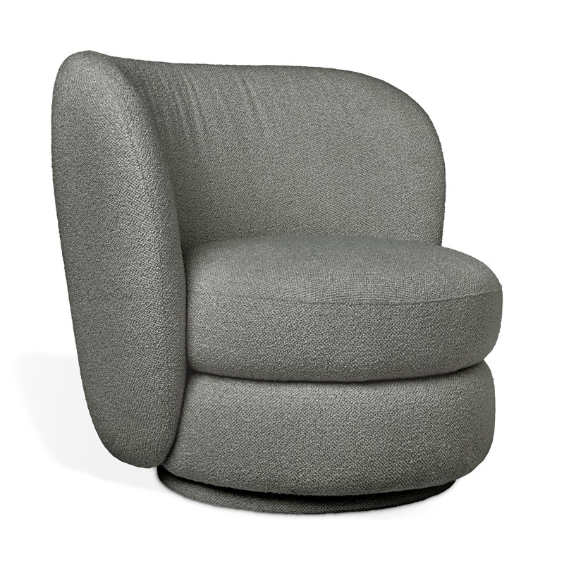 Forme Swivel Chair Boucle Swivel Armless Chair, Scoria