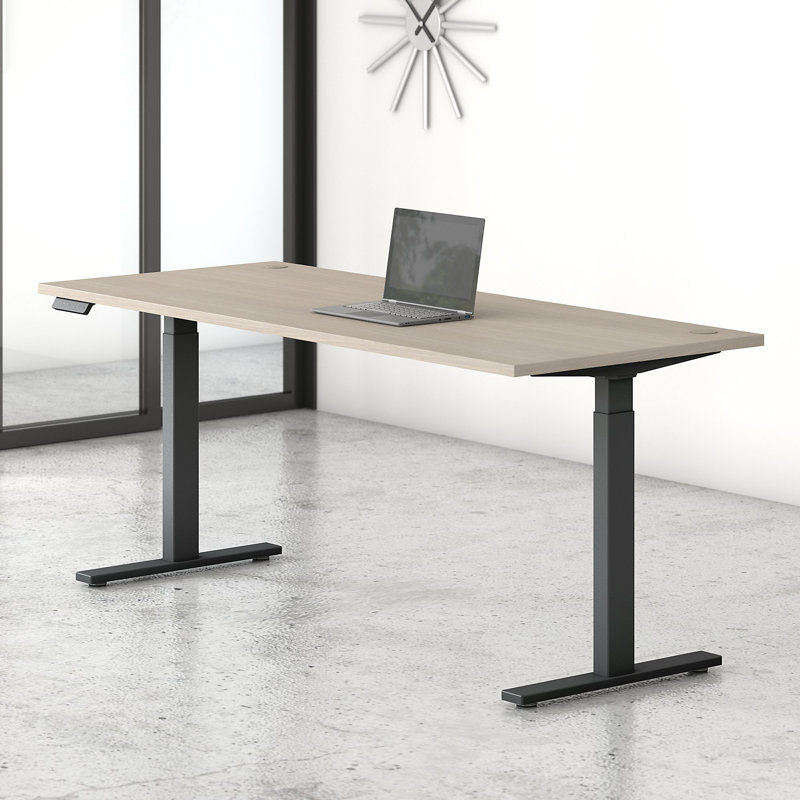 Move 60 Series Adjustable Metal Base Standing Desk, 47.69" H x 47.60" W x 29.37" D, Sand Oak/Black
