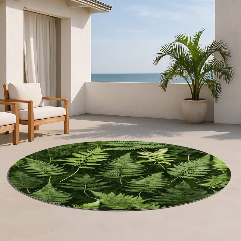 Tapis d'intérieur et d'extérieur vert Nature, Rond 5 pi