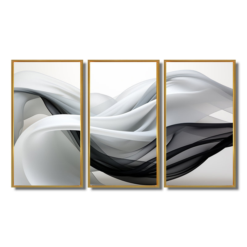 Ensemble d'art mural liquide, Cadre flottant doré, H 32 po x l 48 po x P 1 po