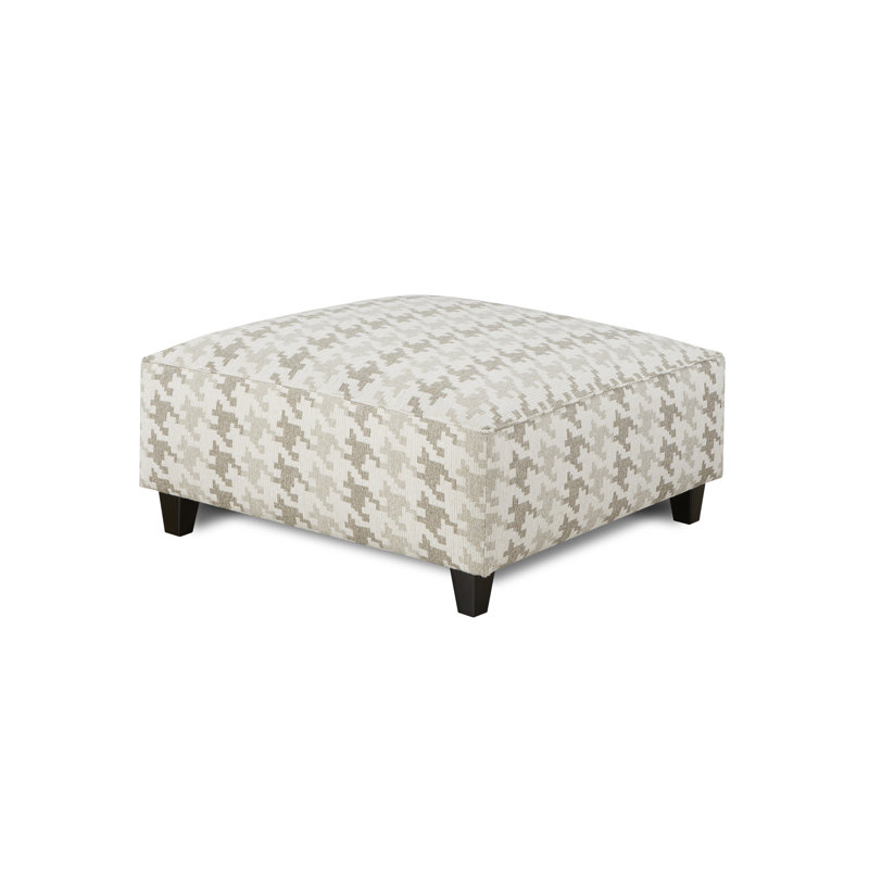 38.5" W Transitional Ottoman, Light Gray/Pattern