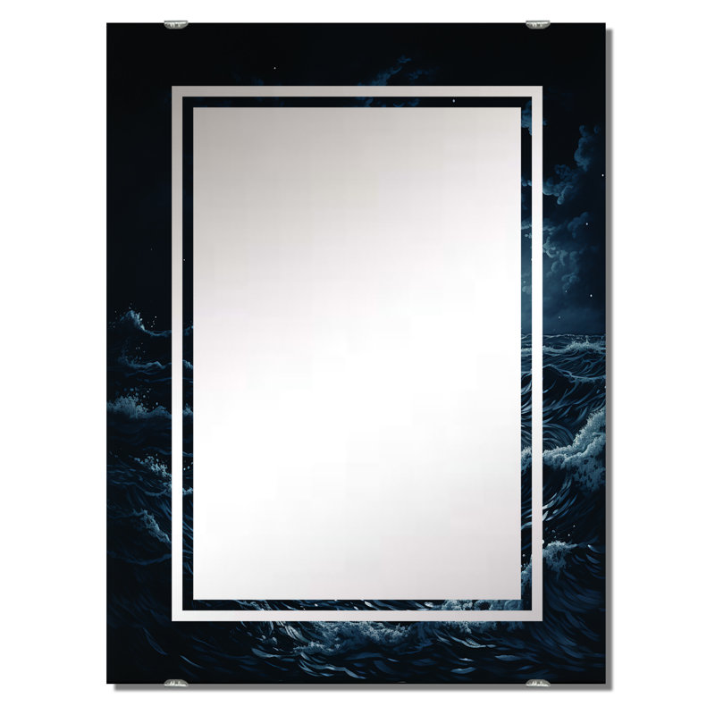 Rendon - Miroir mural abstrait à vagues modernes MIR139655, 40 po x 30 po