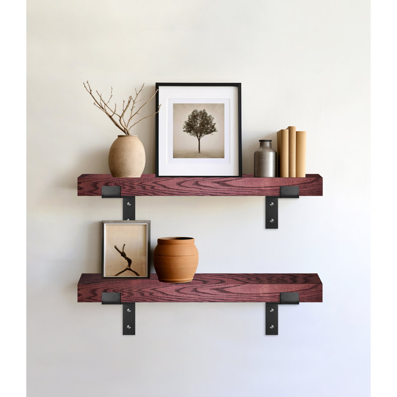 2 Piece Oak Bracket Shelf, 2"H x 29"W x 4.5"D