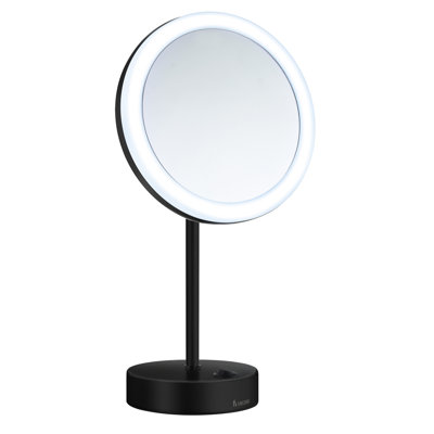 Freestanding LED 5x's mag make-up mirror - dual lighted - warm & cool lights - battery operated (4 AA bateries) 