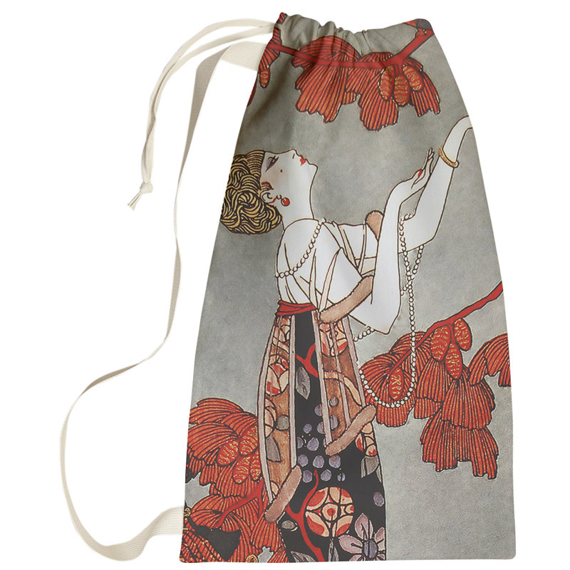 Sac à linge pour femme Simsbury, Petit (H 64 po x l 20 po x P 1,5 po), Gris / blanc / rouge
