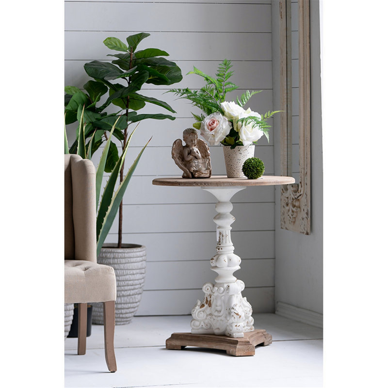 Table d'appoint ronde avec piédestal sculpté