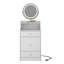 Ensemble de coiffeuse 3 en 1 avec miroir et lumière, petit ensemble de coiffeuse avec station de recharge, 2 tiroirs et espace de rangement ouvert, avec tabouret rembourré, bureau de coiffeuse compact-1105112699