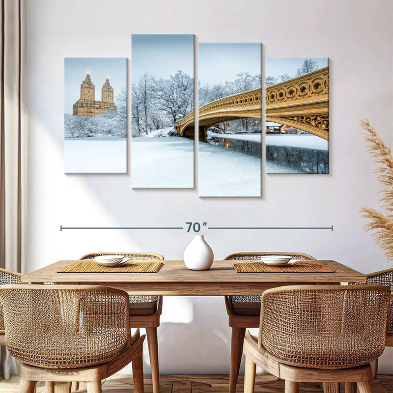 Pont de Marchelle Central Park en hiver, H 42 po x l 68 po
