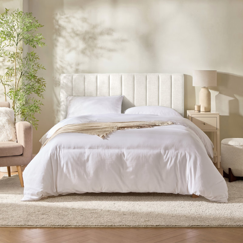 Chastelyne Upholstered Easy Assemble Wall Mounted Headboard, Twin, White